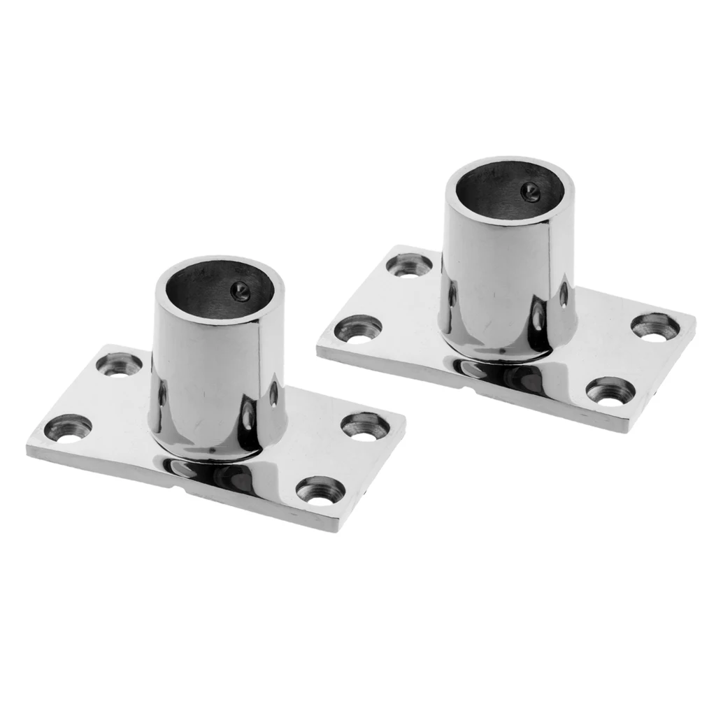 2x Boat Hand Rail Fitting 90 Deg 7/8' Stanchion Base Marine Stainless Steel
