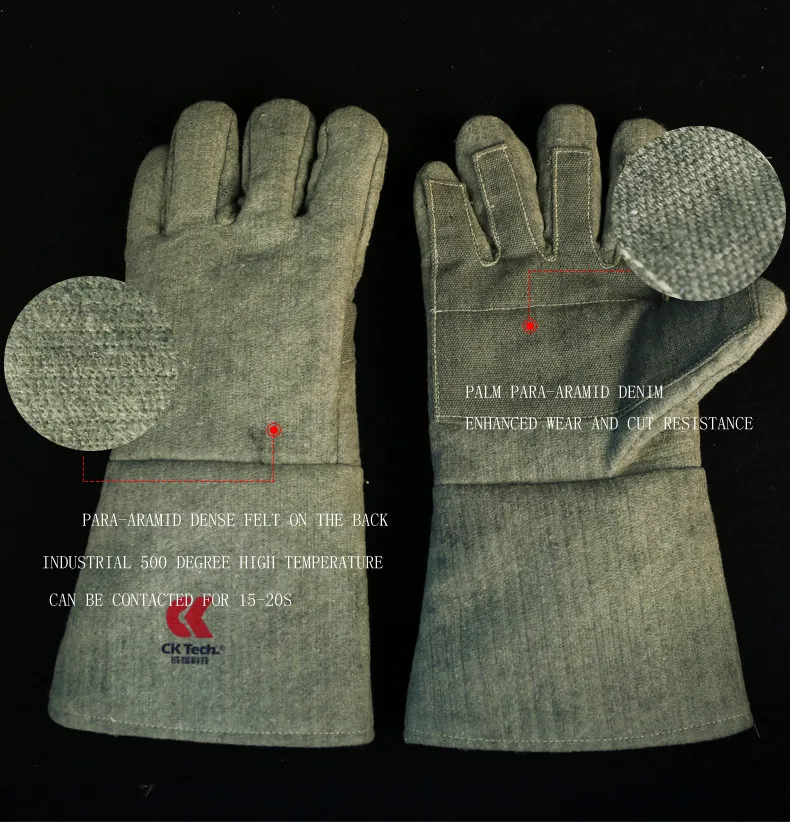 CK Tech. 500 ℃ термостойкие перчатки промышленные теплоизоляционные анти-обжимные перчатки противопожарная кастрюля печь для выпечки