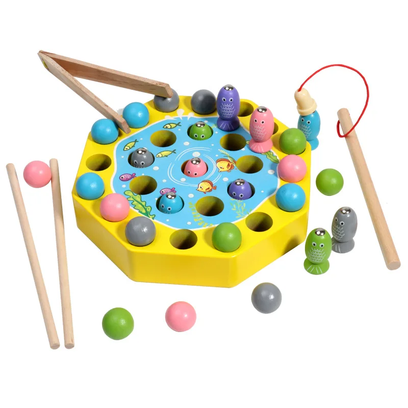 Детские Ранние развивающие игрушки клип бусины Рыбалка цвет соответствия познание обучения деревянные игрушки для детей Монтессори подарки - Цвет: NO Box