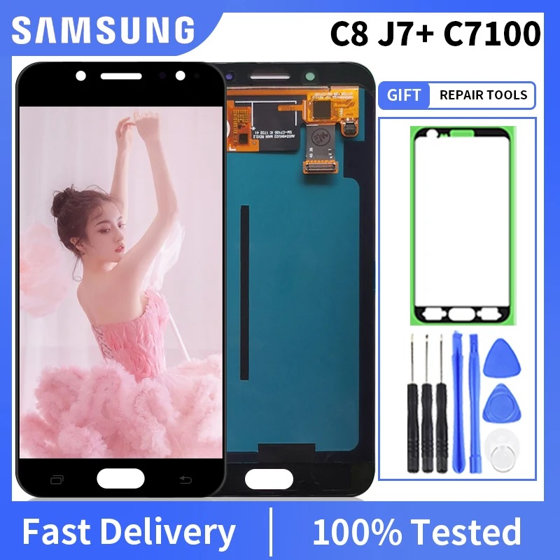 100% протестированный OLED-дисплей для Samsung Galaxy C8 C7100 C7 2017 C710F сенсорный экран