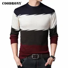 COODRONY Brand Sweater Men Spring Autumn Knitwear Cotton Pullover Casual O-Neck Pull Homme Fashion Colorful Striped Shirt C1067