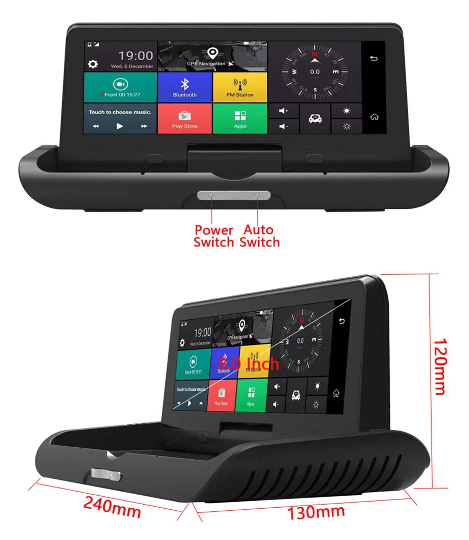 Автомобильный видеорегистратор WHEXUNE 8 дюймов, 4G, Android, Full HD, 1080 P, автомобильная камера, gps навигатор, ADAS, двойной объектив, ночное видение, Автомобильный видеорегистратор, видеорегистратор