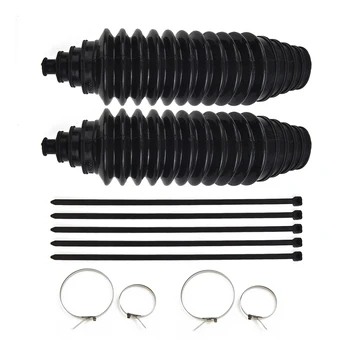 

23x6cm Gaiter Pinion Boot 9.06\"x2.36\" Rack Pinion Steering +Cable Ties +Clamps Kit Set Black Ilicone
