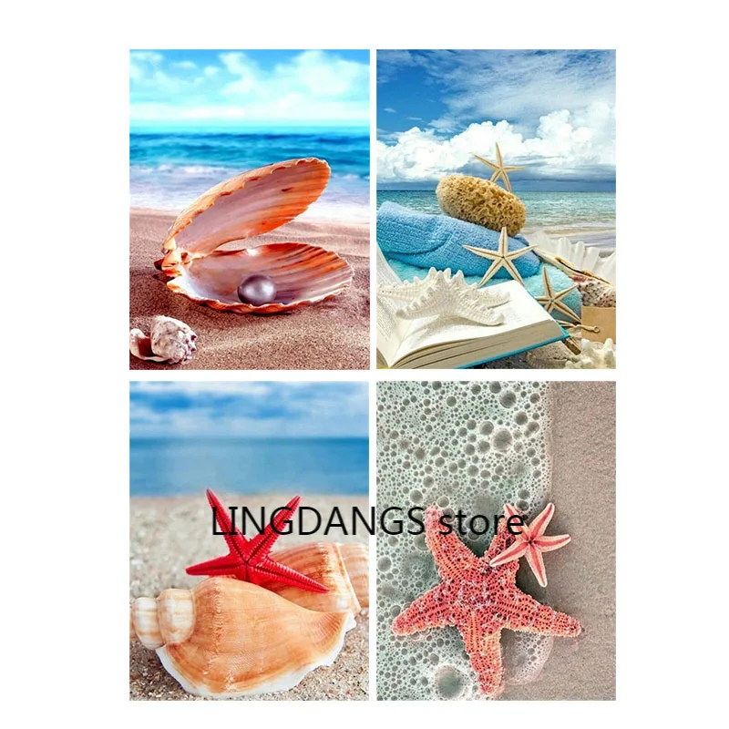 DIY Diamond Painting Scenery Seaside Beach Shell Starfish Pearl Cross Stitch Embroidery Mosaic Kits Art Home Decor Gift | Дом и сад