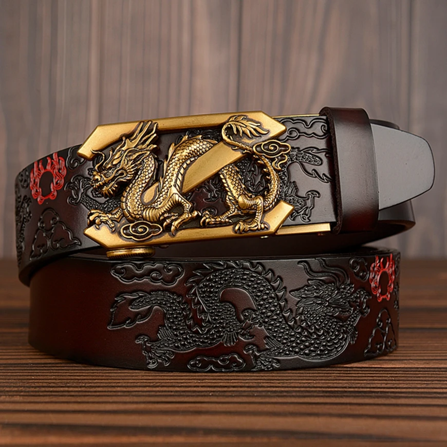 New Cow Leather Belt For Mens Z Dragon Automatic Ratchet Belts Luxury ...