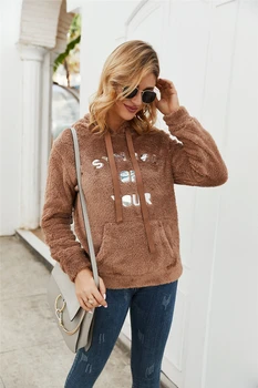 

SZMALL Fashion Autumn Winter Loose Hooded Sweatshirt Women Full Sleeve Letter Female Hoodie Pullovers Fleece Lady Tops Clothes