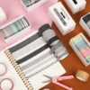 JIANWU 6pcs/set Basic Pattern Marble Plaid Stripe Decoration Washi Tape Set DIY Background Scrapbook Sticker Masking Tape Kawaii 4