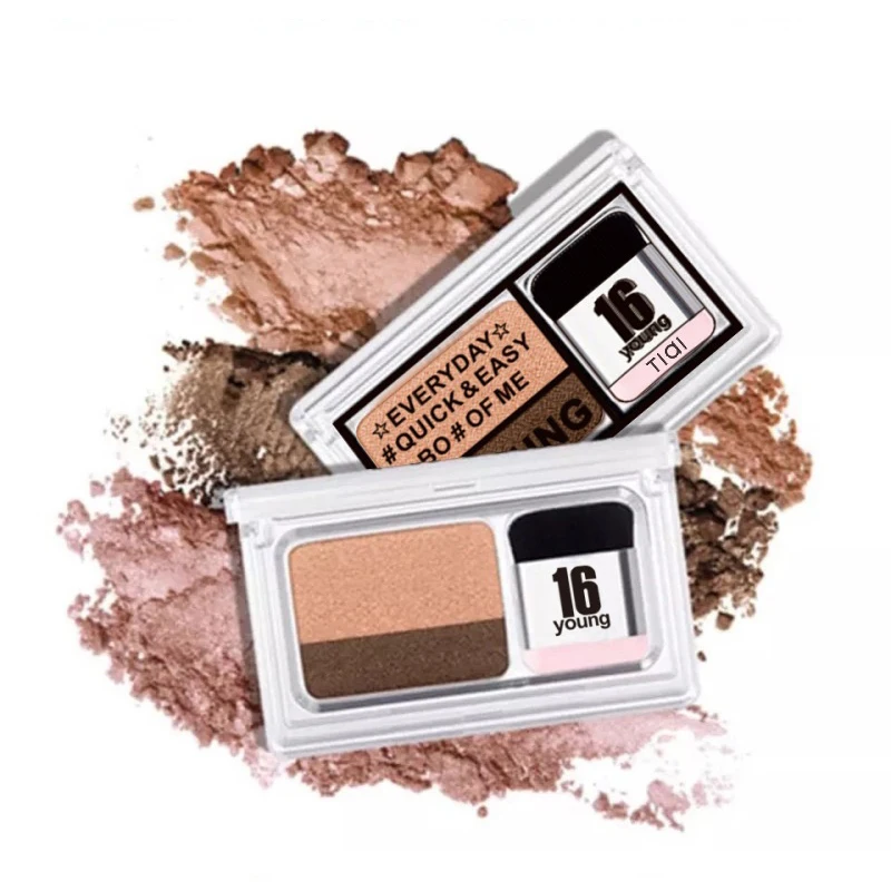

16GECOMO 6 Colors Lazy Eyeshadow Shimmer Two-Tone Gradient Eye Shadow Eyeshadow Palette Make Up Brush Tool Set Eye Shadow