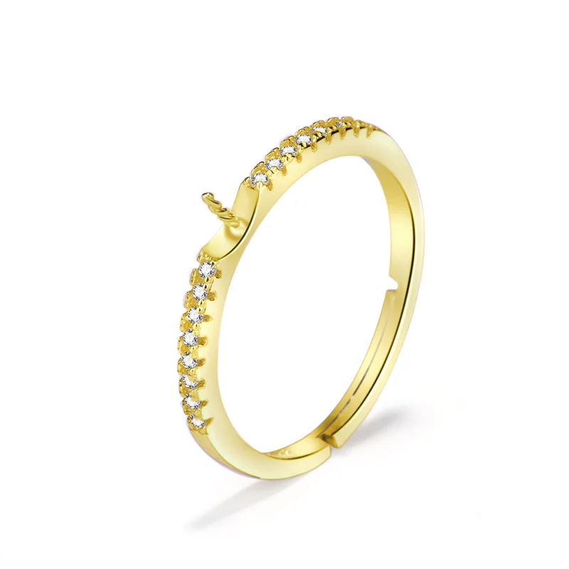 style 15 Gold Высококачественное серебряное жемчужное кольцо из стерлингового серебра 925 пробы, пустая основа, аксессуары, Простые Модные украшения DIY для женщин, подарок на праздник - Цвет: style 15 Gold