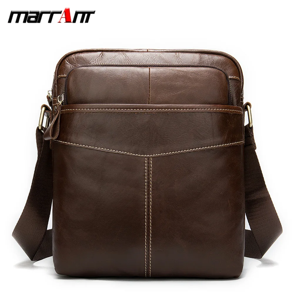 

Men Single Shoulder Head Layer Cowhide Genuine Leather Postman Bag Leisure Male Satchel 8632