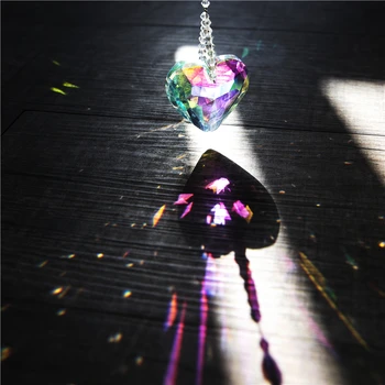 

H&D Crystal Suncatcher Heart Shaped Prism Rainbow Octogon Chakra Hanging Window Decor For Wedding Brithday Gifts(AB Color)