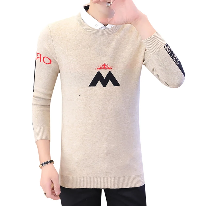 UYUK2019 Autumn And Winter Models Casual Fashion Trend Slim High Quality Pullover Knit Letters Embroidery Men's  Sweaters