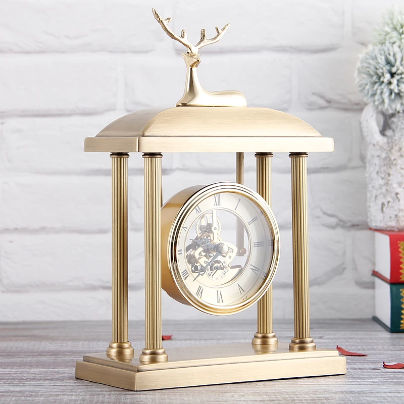Creative Metal Clock with Deer Living Room TV Cabinet Desk Decoration Creative Desk Clock Ornaments Deer Clock Best Gift Creative Metal Clock with Deer Living Room TV Cabinet Desk Decoration Creative Desk Clock Ornaments Deer Clock Best Gift