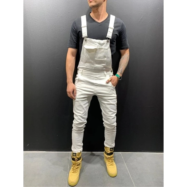 Men Pants The New Type of Men's Casual and Slim Trousers with Multi-pockets and Suspenders Are Woven One-piece Men's Trousers