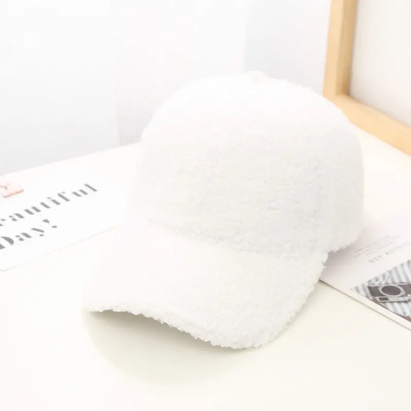 Baseball Caps Baseball Cap Autumn Winter Women Artificial Lamb Wool Baseball Cap Version Tide Warm Cap Plush Baseball Caps Spring