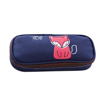 

1 Pc New School Supplies Student Pencil Box Canvas Stationery Box High-Capacity Multi-Functional Pen Bag Flip-Top Animal Pencil