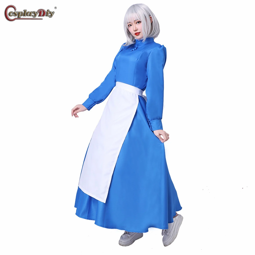 Cosplaydiy Wandelnde Schloss Sophie Hatter Cosplay Kostum Frauen Blau Kleid Hausmadchen Kellnerin Party Kleider Nach Mass Movie Tv Costumes Aliexpress