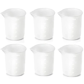 

6Pcs Silicone Measuring Cups for Resin 100Ml, Diy Glue Tools Cup Making Handmade Craft Nonstick Silicone Mixing Cups