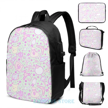 

Funny Graphic print Zelda Doodlez (Green Pastel ver.) USB Charge Backpack men School bags Women bag Travel laptop bag