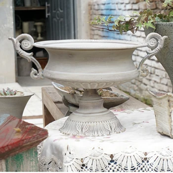 

handmade vintage shabby chic metal antique urn planter