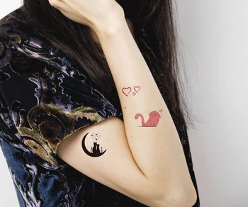 

Moon Sweet Cat Temporary Tatoo Love Heart Angel Fake Tattoo Sticker Tattoos Waterproof Tatouage Tatto For Girl Women Lover