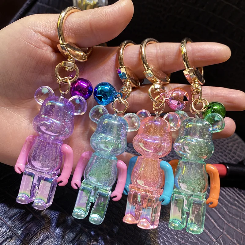 Cartoon Acrylic Electroplating Music Bear Keychain Personality Mirror Skin  Bear Blister Beads Couple Key Chain Bag Charm Keyring - AliExpress