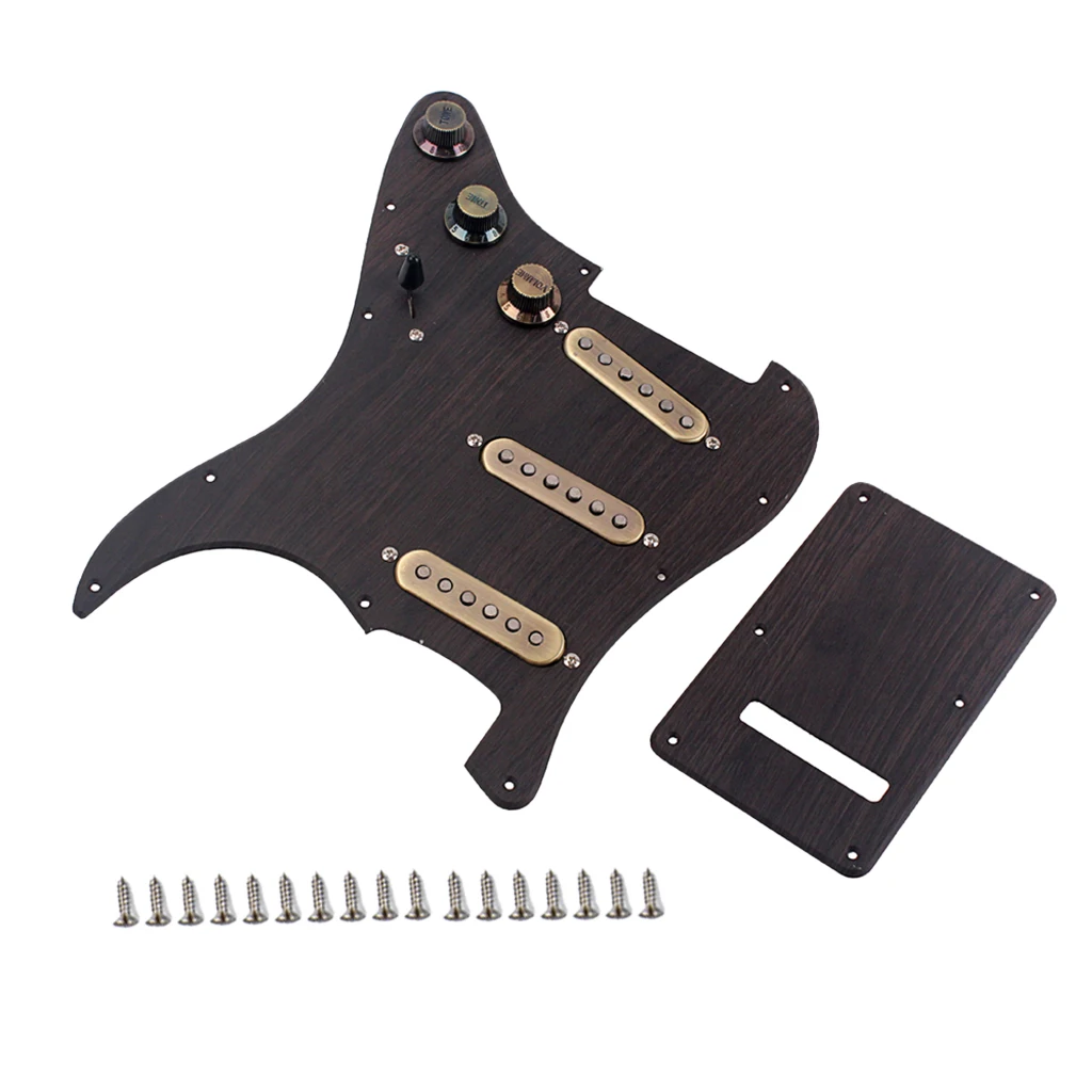 Loaded Alnico V Pickguard Back Cover Set SSS Rosewood for ST Guitar Metal Loaded Alnico V Pickguard Back Cover Set SSS Rosewood for ST Guitar Metal