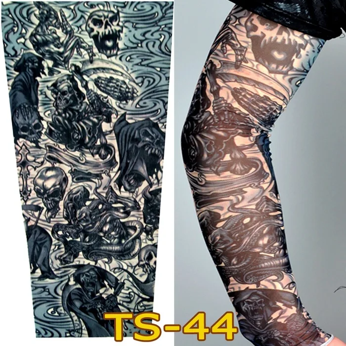 TS-44 1 шт., тату с принтом, Череп, животные, нарукавники, татуировка, рукав для мужчин, женщин, унисекс, рукав, лето, крутая крышка, наручная манжета, УФ-рукав - Цвет: TS-44