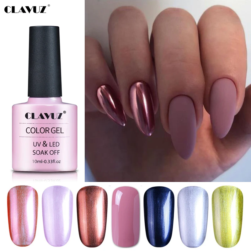 

CLAVUZ 10ML Metallic+Nude Series+Mate Top Coat Nail Gel Polish UV LED Nail Varnish Semi-Permanent Shiny Not Need UV Lamp