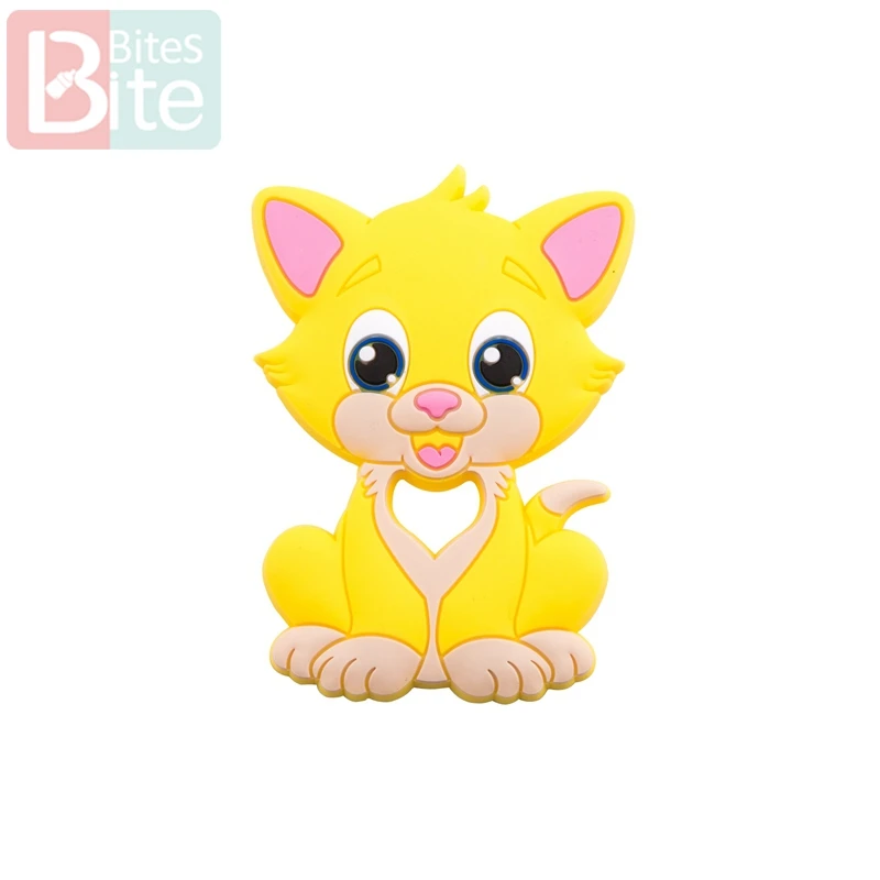 Cat Yellow Укус укусов 1 шт. Детские Товары силиконовые ребенка режутся зубы кролика игрушки-прорезыватели Еда Класс продукты младенца силикона Банни без добавления бисфенола А Прорезыватели для зубов - Цвет: Cat Yellow