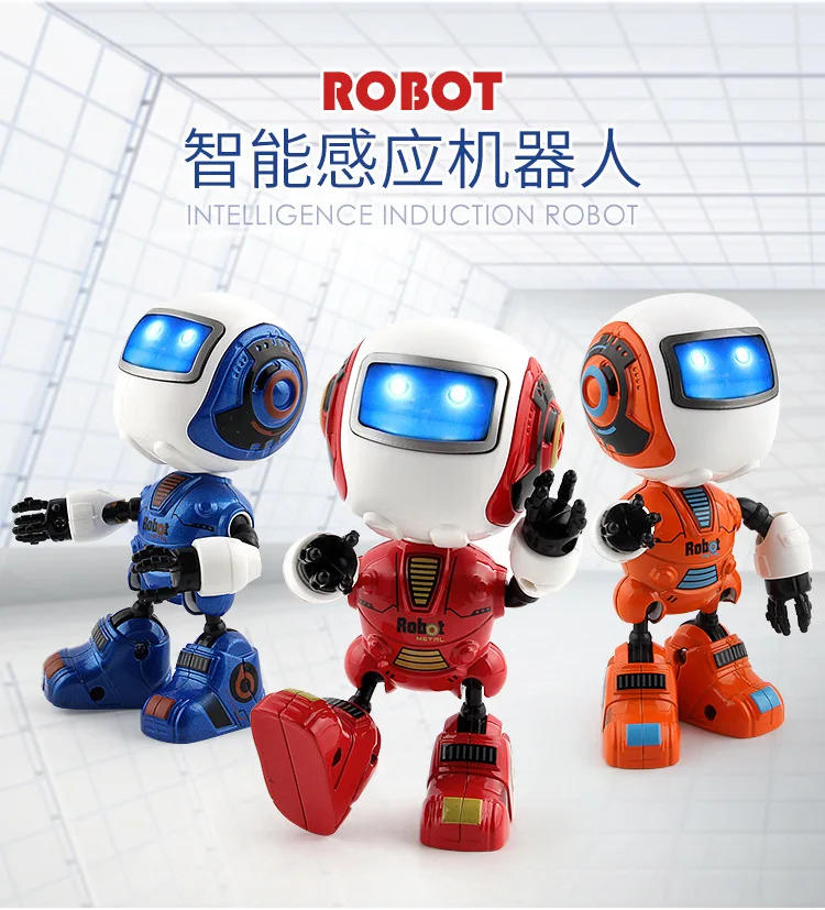 Robot Toys Early Childhood Sound Making Shining Alloy Sensing Cute Mini Intelligent Robot Model Garage Kit Batch