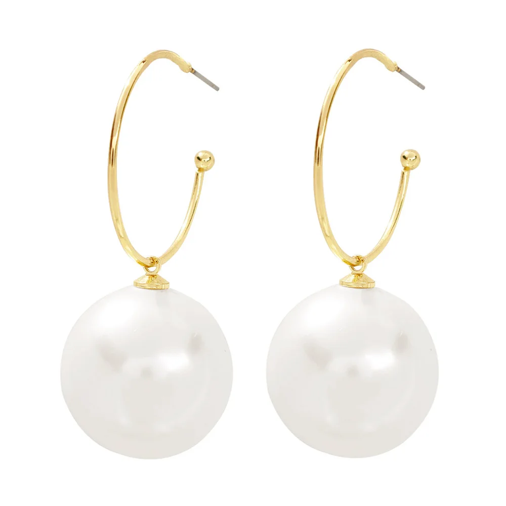 

ZA 2019 New Fashion Gold Color Women For Earrings Geometry Big Pearl Circular Sweet Korea Earrings Wedding Jewelry Gift