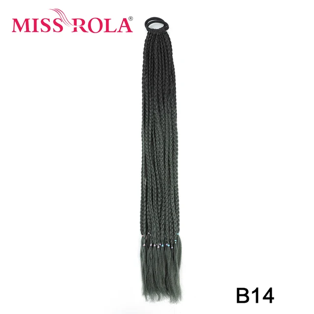 Synthetic Chignon Hair 60cm Hair Color Gradient Dirty Braided Ponytail Women Elastic Hair Rubber Band Hair Accessories Headband B14