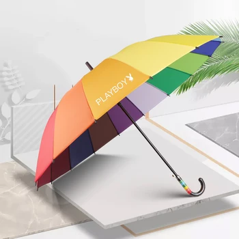 

Large Sun Rainbow Umbrella Rain Women Double Rainy and Sunny Long Handle Umbrella Windproof UV Rain Umbrellas Ombrello SY310