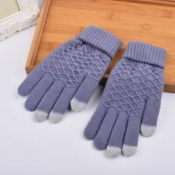 Женские теплые короткие перчатки на осень и зиму, милые Жаккардовые Волшебные вязаные теплые перчатки с сенсорным экраном для девочек