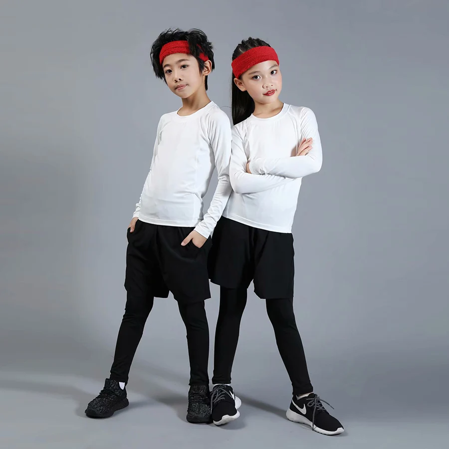 

Children's thermal underwear set long-sleeved pajamas T-shirts and pants quick-drying boys and girls clothes long Johns