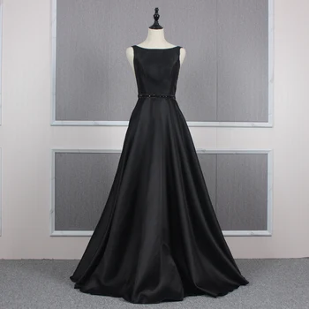 

Ready To Ship Scoop Open Back Black Formal Gown Evening Wear Party Prom Dress
