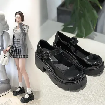 

Womens Derby Shoes Casual Female Sneakers Flats Round Toe Clogs Platform Shallow Mouth Leather Retro Dress Summer New Creepers