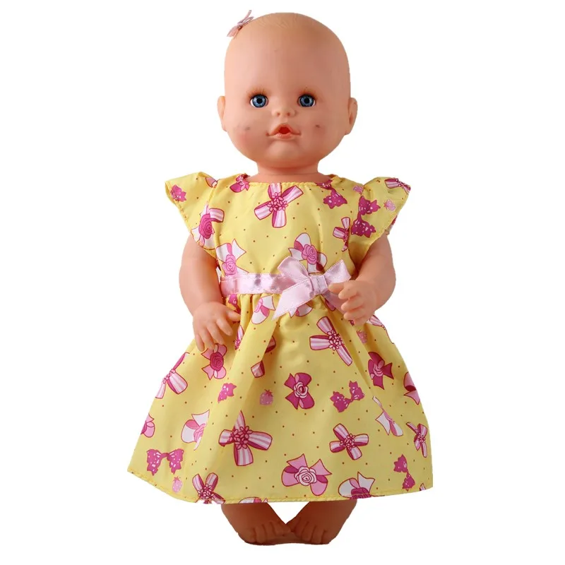 Одежда для кукол подходит для 35 см Nenuco кукла Nenuco Ropa Детские реалистичные аксессуары для куклы реборн ярко-красный ABC карманы платье на подтяжках - Цвет: butterfly dress