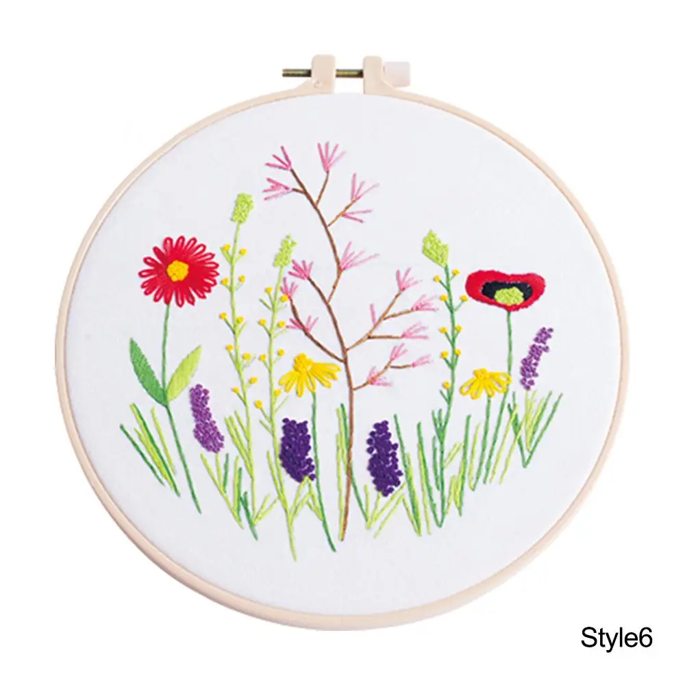 

Embroidery Flower Hand-embroidered DIY material bag Beginner Cross Stitch Set with Embroidery Hoop Color Threads and Tools