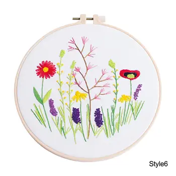 

Embroidery Flower Hand-embroidered DIY material bag Beginner Cross Stitch Set with Embroidery Hoop Color Threads and Tools