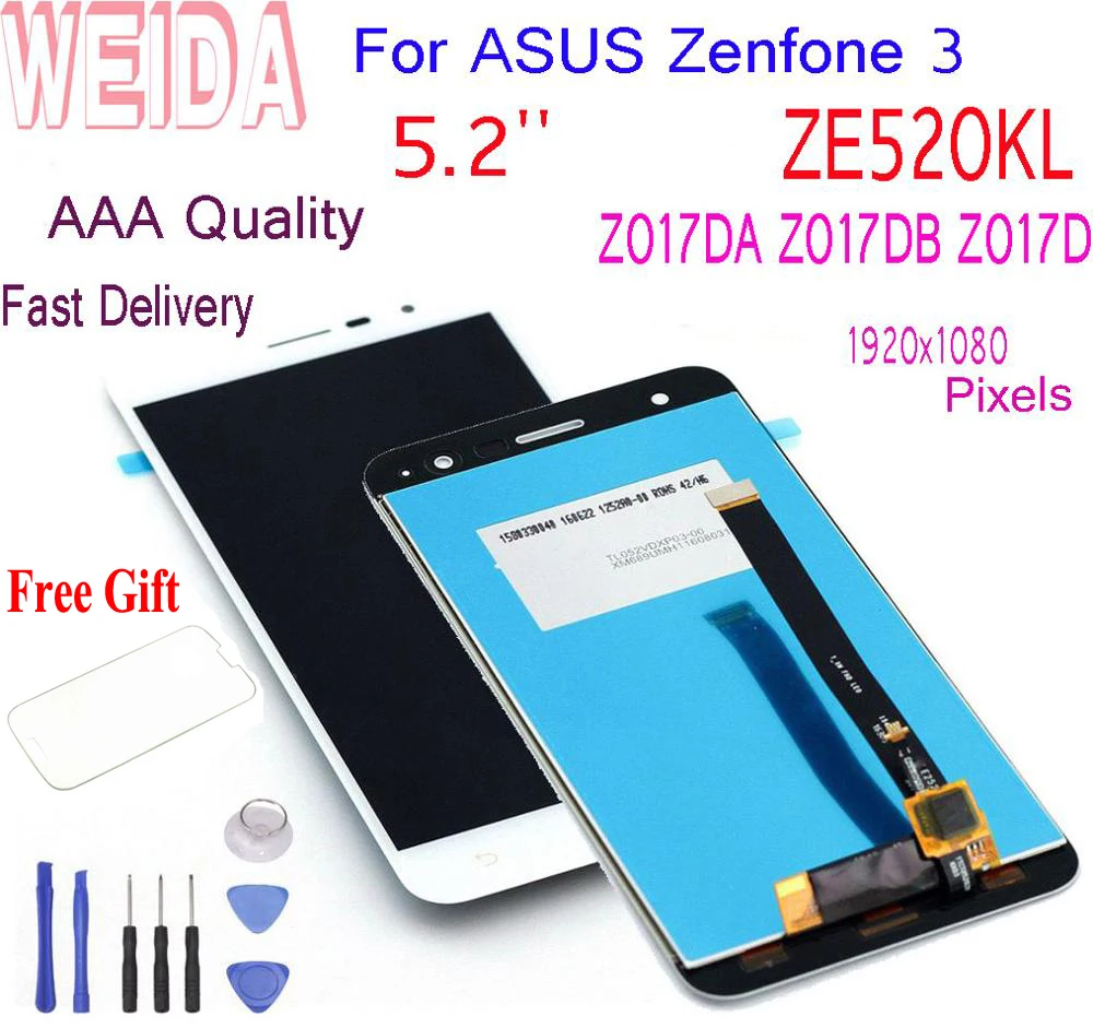 WEIDA 5," для ASUS Zenfone 3 ZE520KL Z017DA Z017DB Z017D ЖК-дисплей кодирующий преобразователь сенсорного экрана в сборе+ рамка с инструментами ZE 520KL