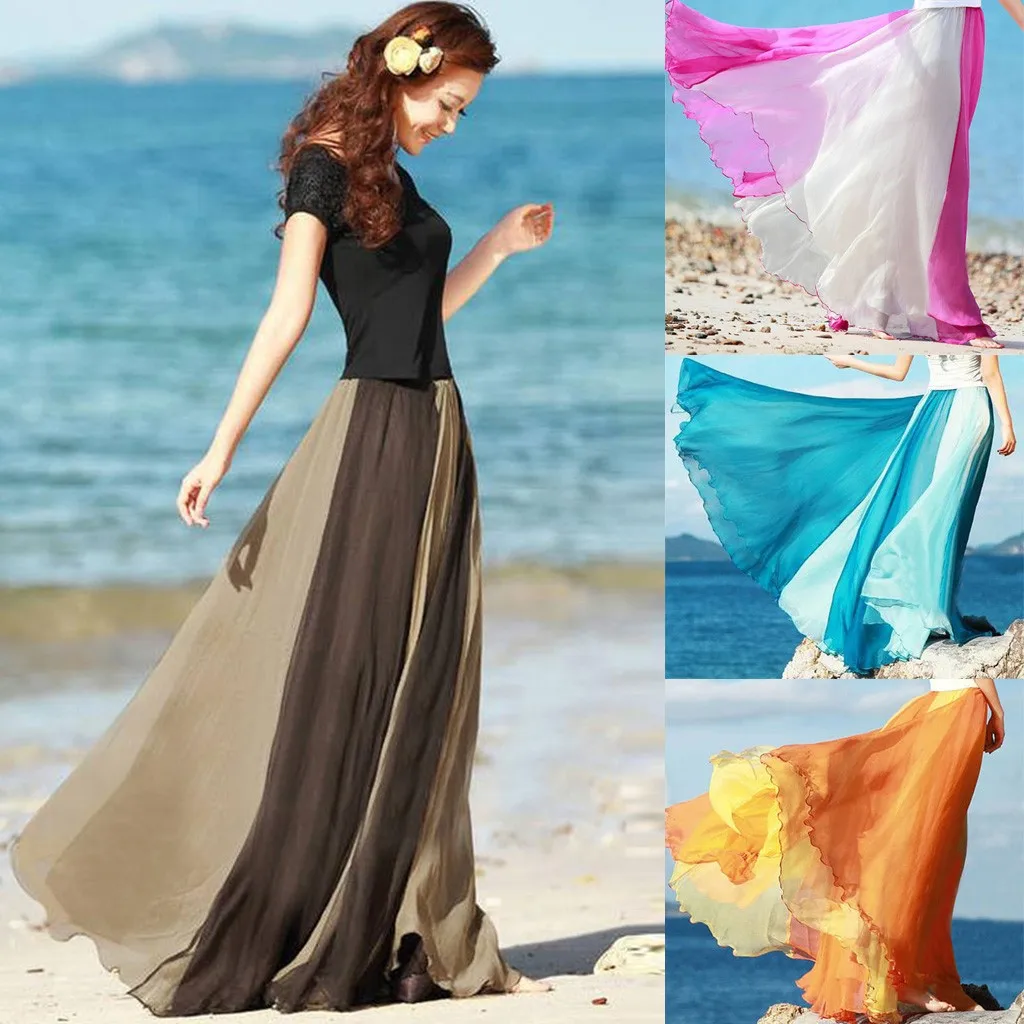 Skort модная женская юбка с широкими кругами Женская Повседневная шифоновая в