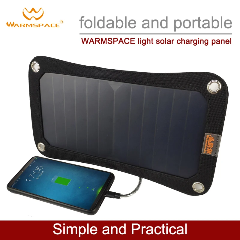 WARMSPACE 7W/5V solar panel waterproof portable cell phone charger monocrystalline silicon | Электроника