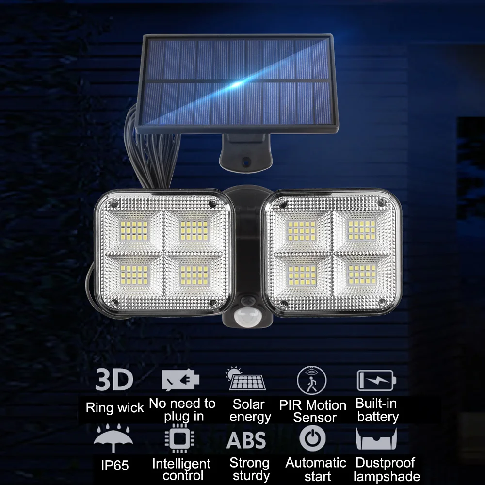 T-sunrise 120LED Super Bright Solar Lights IP65 Waterproof PIR Motion Sensor Outdoor Solar Lamp Adjustable Angle Wall Lighting