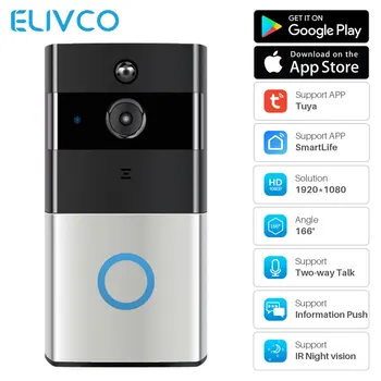 

1080P Smart Video Doorbell WiFi Intercom Tuya Smart Life APP Control Wireless Door Bell IP Camera Home Security Monitoring