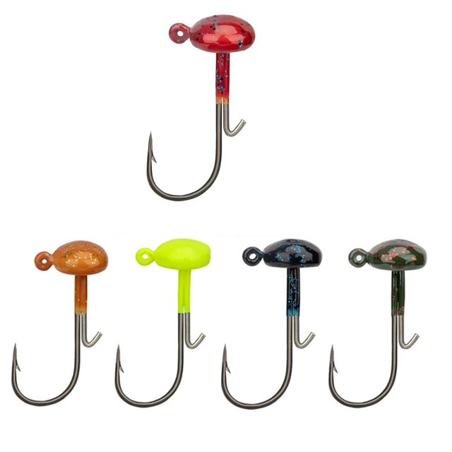 5pcs/lot Mushroom Jig Head Fishing Hook Weedless Fishing Ned Rig Bass Fishing  Tackle Jig Head