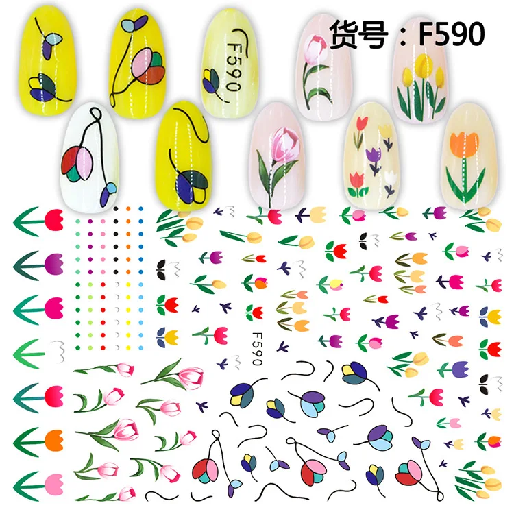 

Morixi nail art sticker spring flowers butterfly plant cactus animals self glue manicure decoration nail strips WG074