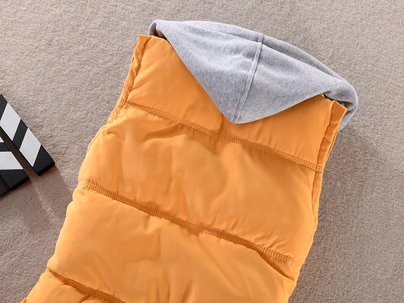 Женский Теплый пуховой жилет размера плюс 6XL Толстый со съемным капюшоном для