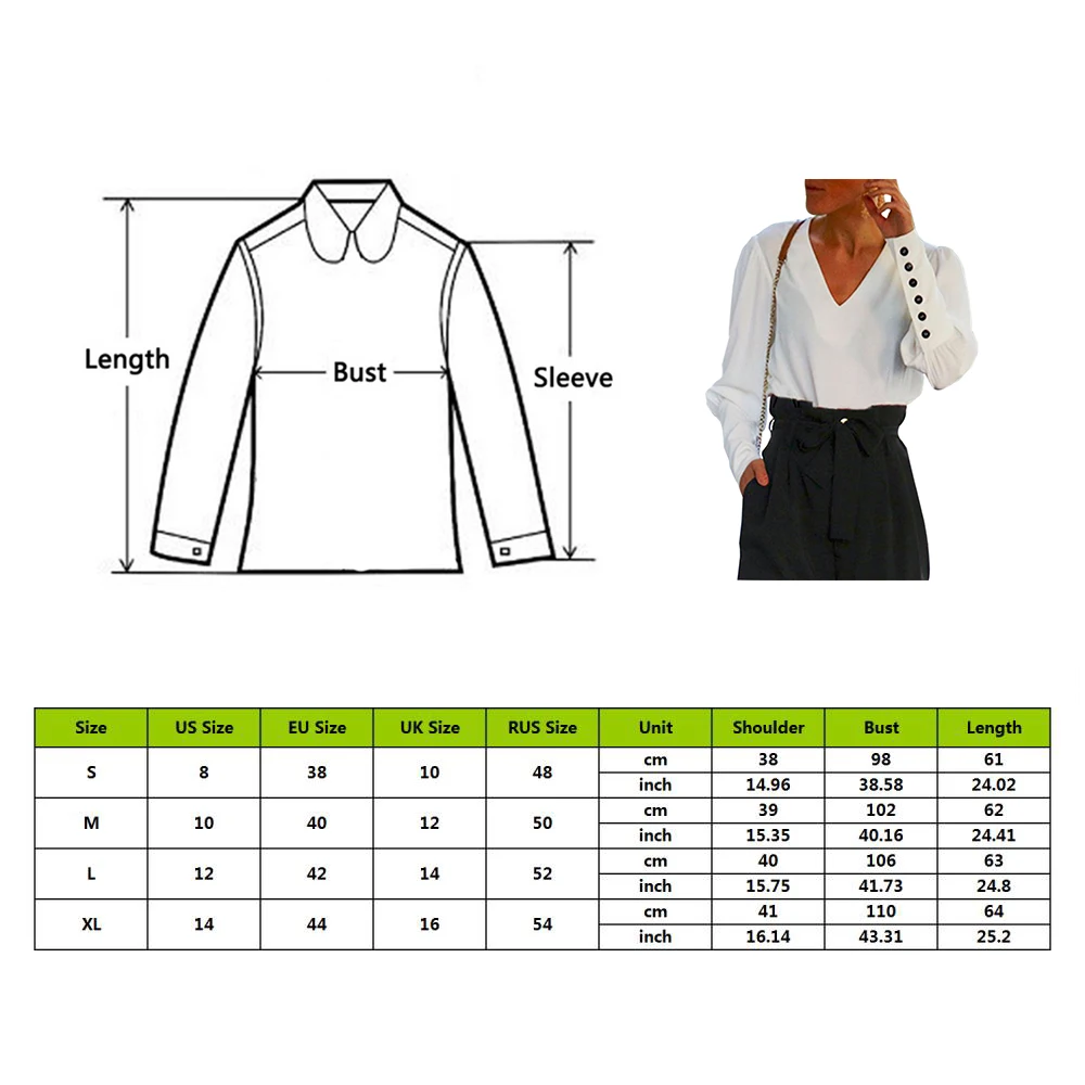 Cysincos, женские блузки,, модные, Осенние, с пышными рукавами, на пуговицах, белые, v-образный вырез, топы, для офиса, леди, уличная одежда, женские свободные тонкие рубашки